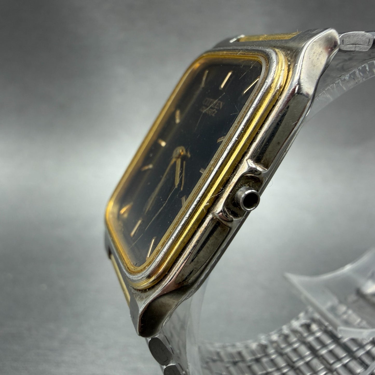 Citizen CQ Tank Watch Men 24mm Black Dial Two Tone Rectangle 5020-917817 PARTS3
