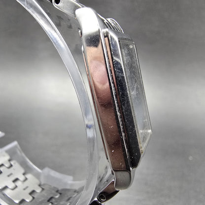 Seiko Solar Tank Watch Women 15mm Black Dial Silver Tone V116-0AA0 Runs3