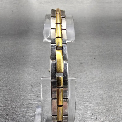Seiko Watch Women 13mm White Dial Two Tone Rectangle 2E20-7479 New Battery VTG7