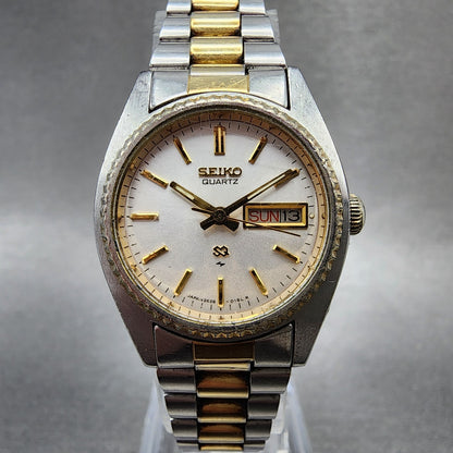 Seiko SQ Watch Women 25mm White Dial Two Tone Round 26260159 New Battery ABC1230