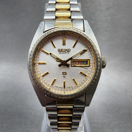 Seiko SQ Watch Women 25mm White Dial Two Tone Round 26260159 New Battery ABC1230