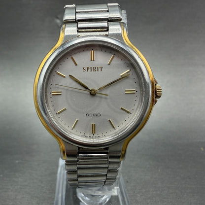 Seiko Spirit Watch Unisex 32mm Gray Dial Two Tone Round 5E31-6C30 New Battery0