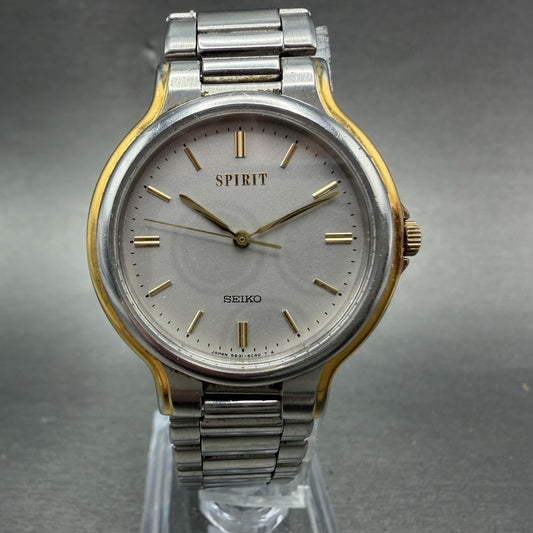 Seiko Spirit Watch Unisex 32mm Gray Dial Two Tone Round 5E31-6C30 New Battery0