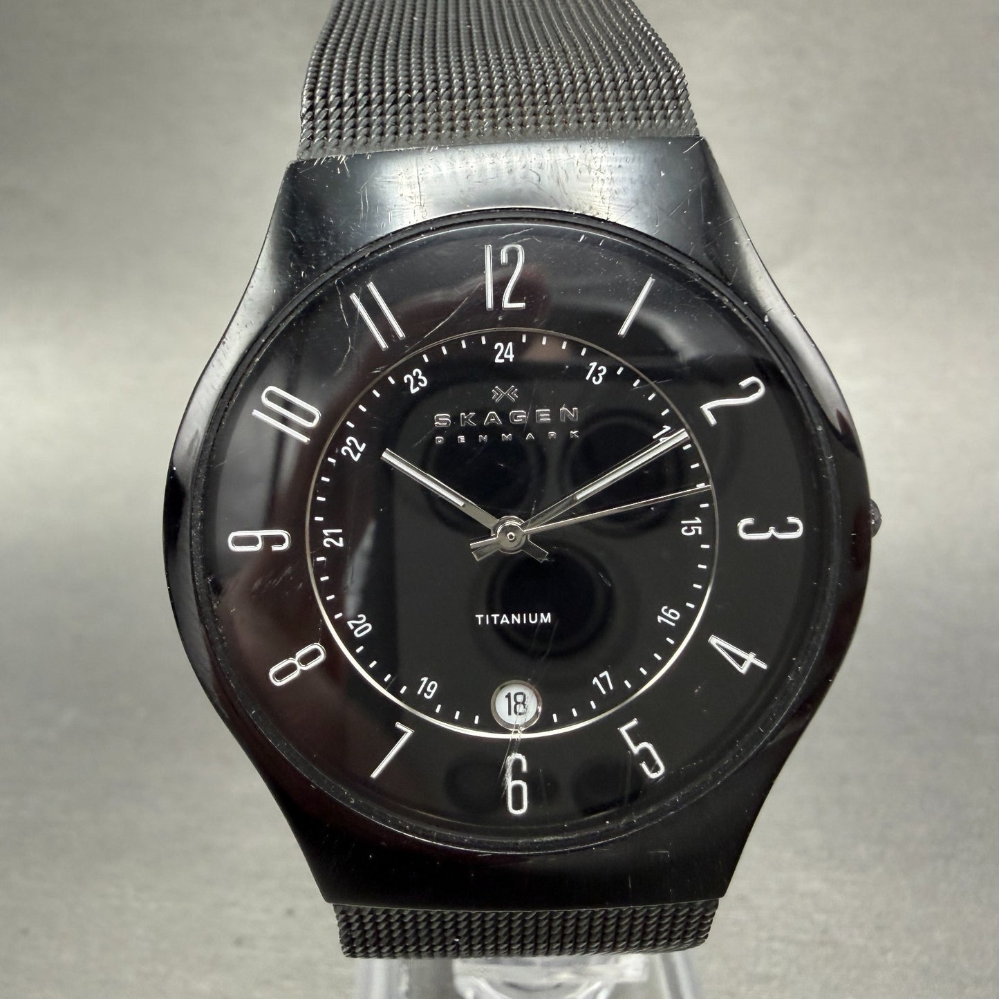 Skagen Watch Men 37mm Black Dial Black Tone Date Round 233XLMB New Battery0