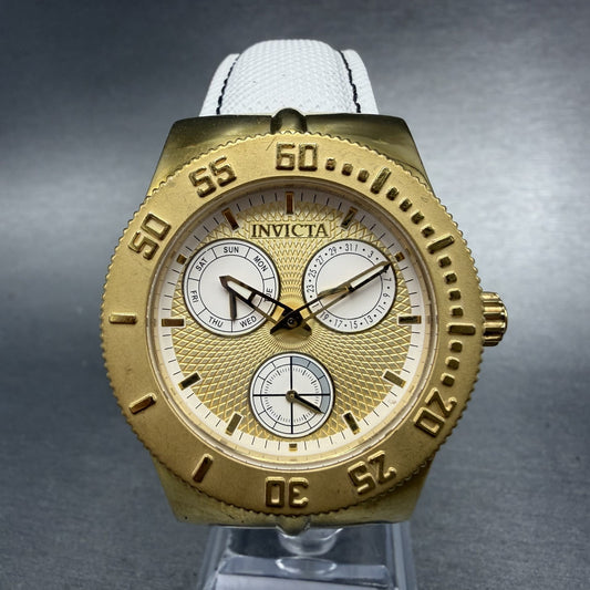 Invicta Wildflower Watch Women 37mm Gold Dial Gold Tone Daydate 5924 New Batt0
