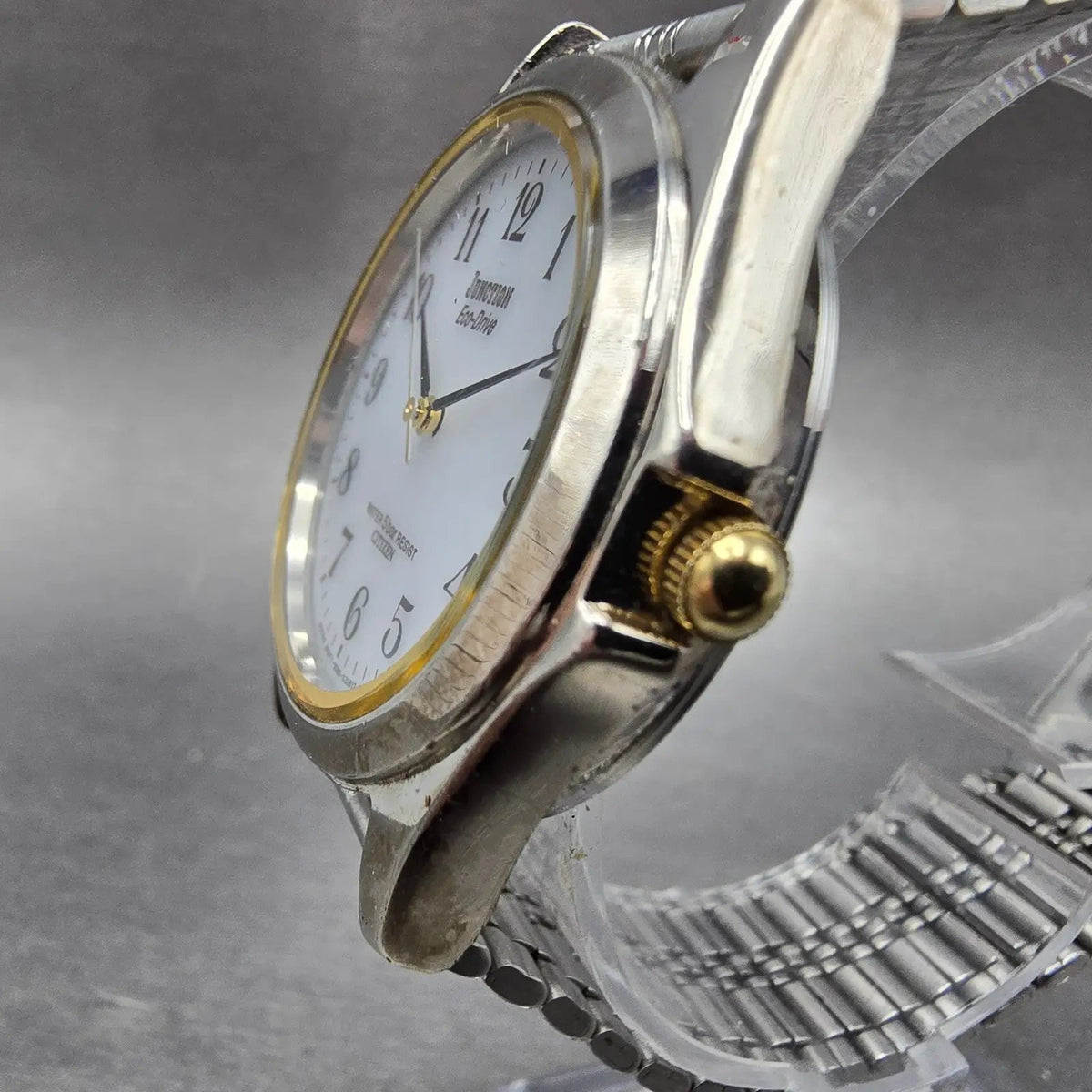 Citizen Eco-Drive Junction Watch Men 36mm White Dial Two Tone Round Runs JDM2