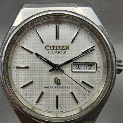 Citizen CQ Watch Men 38mm White Dial Silver Tone Daydate 4730160 PARTS2
