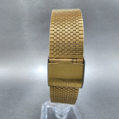 Orient VX Tank Watch men 27mm Black Dial Gold Tone Rectangle New Battery7