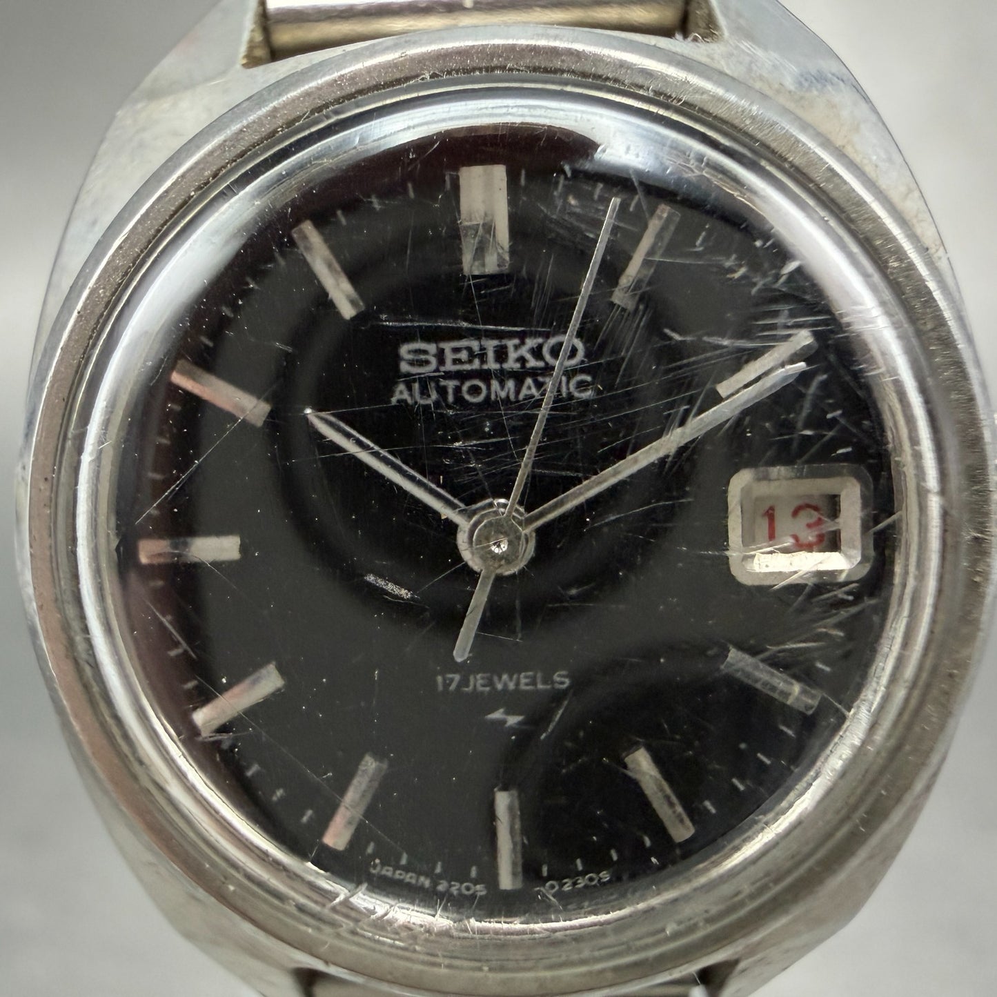 Seiko Autoamtic Watch Women 23mm Black Dial Silver Automatic 2205-0050 Runs1