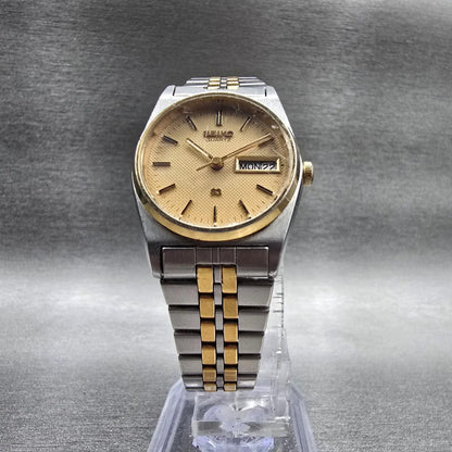 Seiko SQ Watch Women 23mm Gold Dial Two Tone Daydate Round 2A23-0029 New Battery5