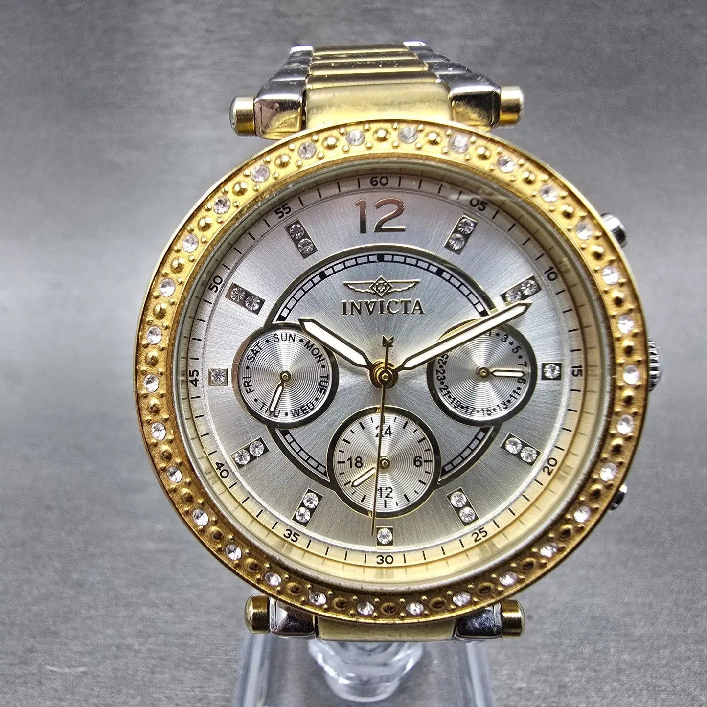 Invicta Angel Watch Women 36mm Silver Dial Two Tone Daydate 20470 New Battery0