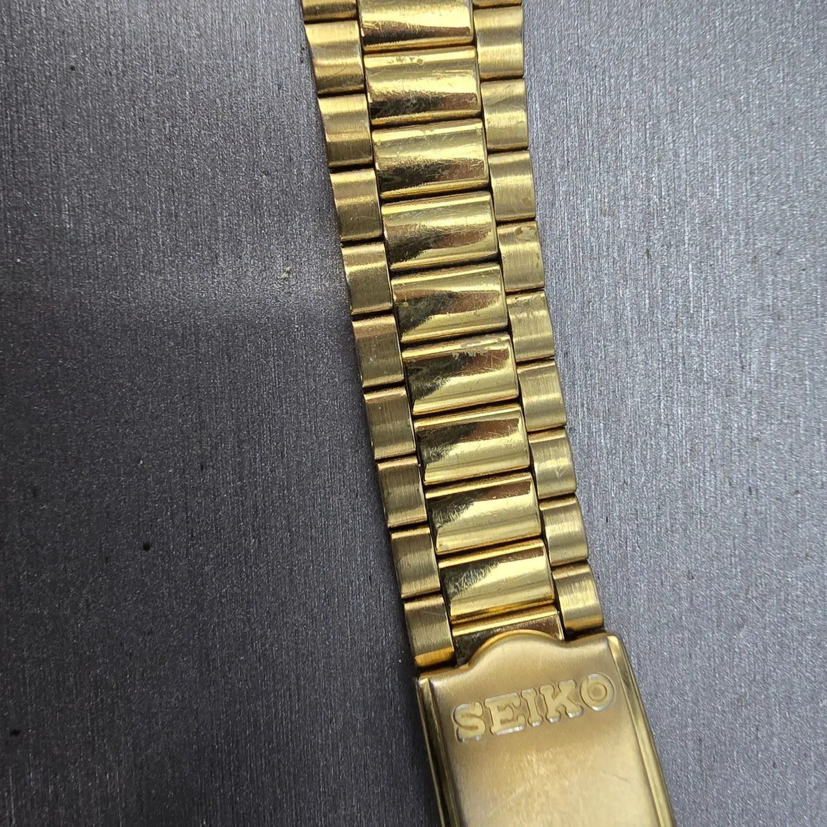 Seiko Bracelet 20mm Stainless Steel Gold Tone Tri Folding Clasp Vintage Japan L4