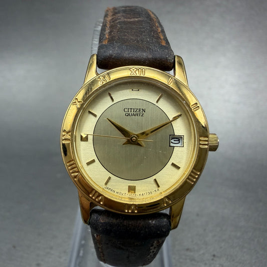 Citizen Watch Women 24mm Champagne Dial Gold Tone Date 1012-K1313 READ!!!!! Runs0