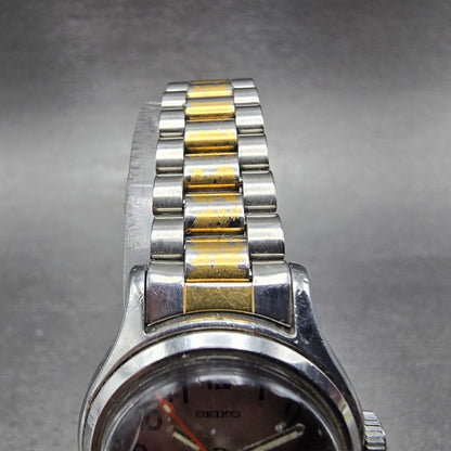 Seiko Watch Women 25mm Black Dial Two Tone Manual Vintage Round 1104-0259 PARTS5