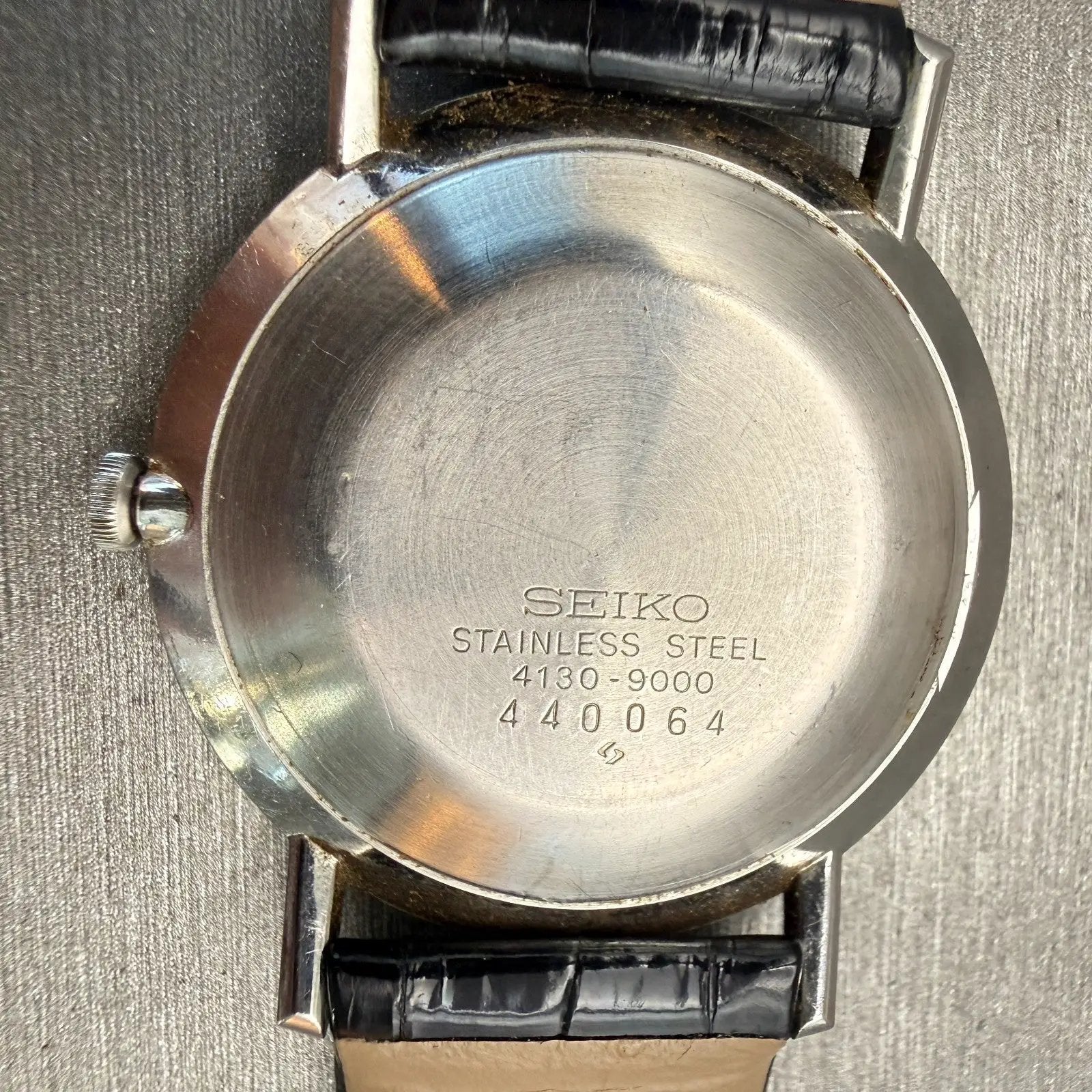Seiko Watch Men 34mm White Dial Silver Tone Round 4130-9000 Vintage New Battery10