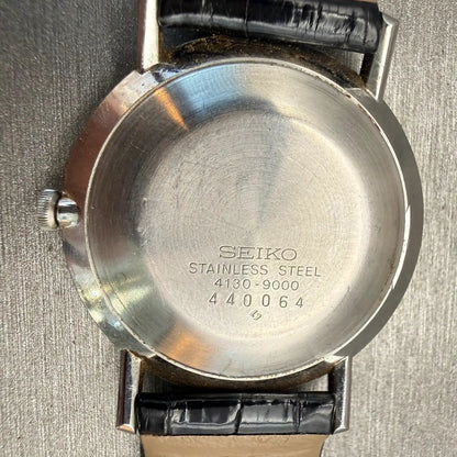 Seiko Watch Men 34mm White Dial Silver Tone Round 4130-9000 Vintage New Battery10