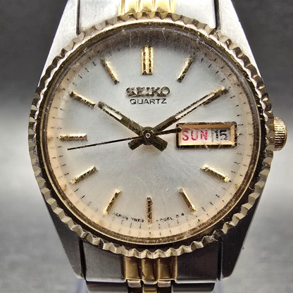 Seiko Watch Women 23mm Silver Dial Two Tone Daydate Round 7N83-0049 New Battery1