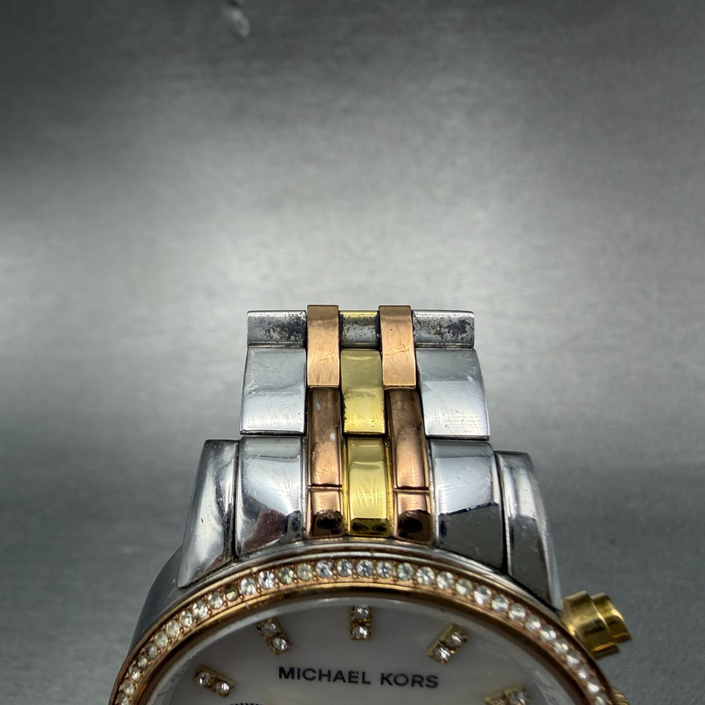 Michael Kors Ritz Chronograph Watch Women 37mm MOP Dial Two Tone New Battery4