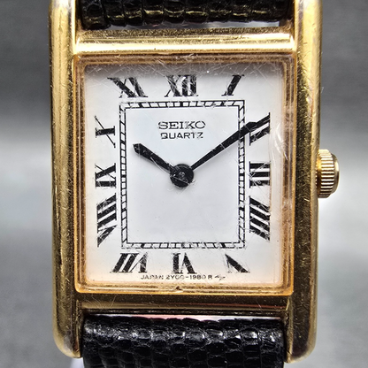 Seiko Tank Watch Women 18mm White Dial Gold Tone Rectangle 2Y00-5470 New Battery1