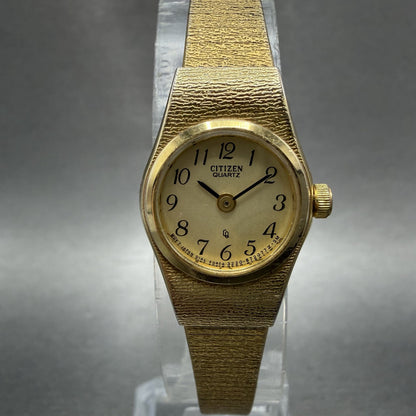 Citizen CQ Watch Women 17mm Champagne Dial Gold Tone 3220-890779 New Battery0