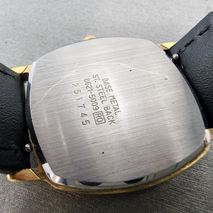 Seiko Watch Men 30mm Champagne Dial Gold Tone Rectangle 86215009 New Battery10