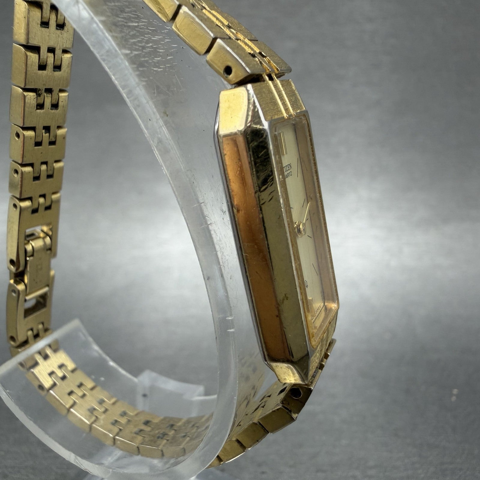 Citizen CQ Tank Watch Women 13mm Champagne Dial Gold Tone Rectangle New Battery3