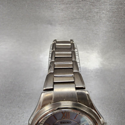 Seiko Solar Watch Women 29mm MOP Dial Titanium Date Round V1820AA0 Runs4