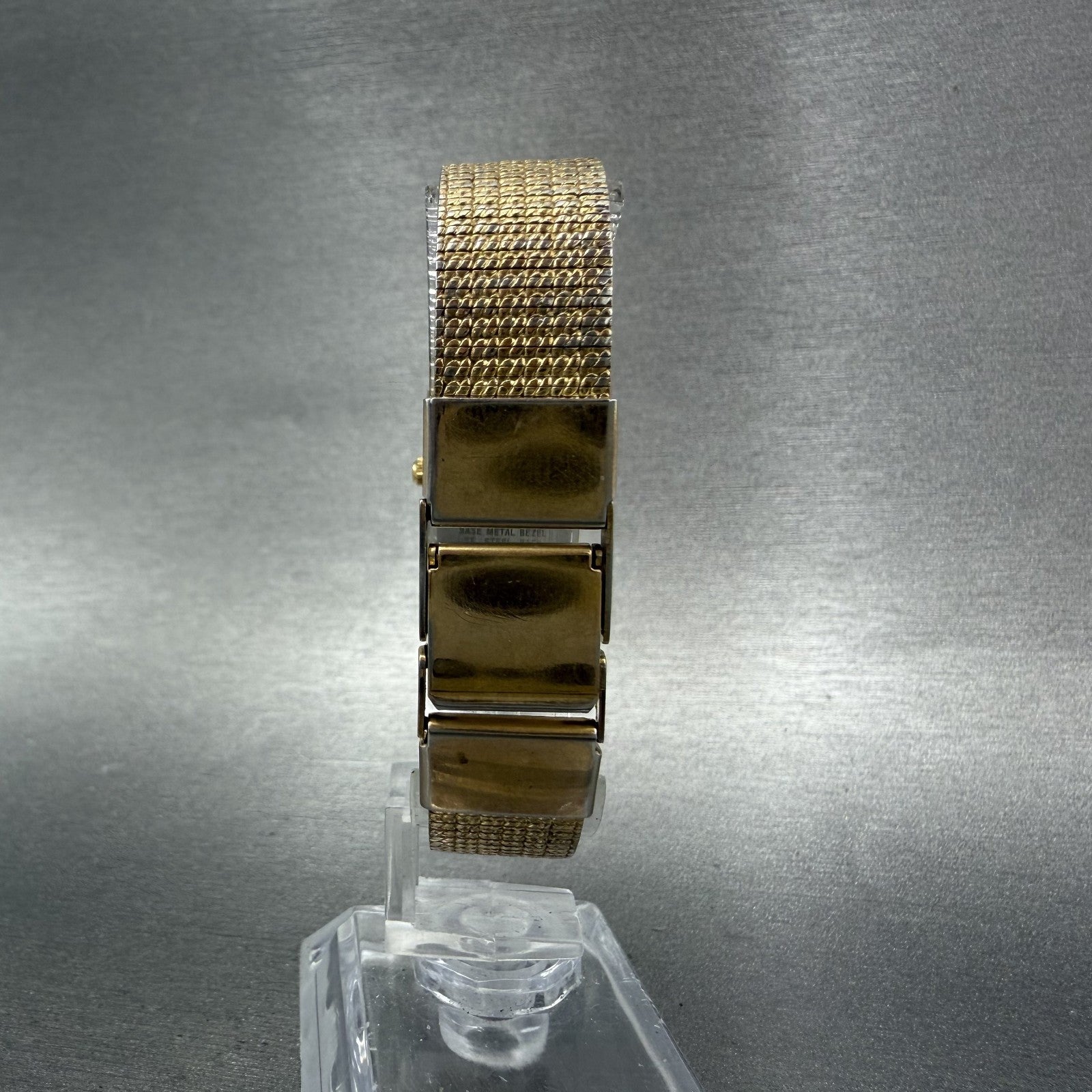 Bulova Tank Watch Women 16mm Black Dial Gold Tone Rectangle P8 New Battery7