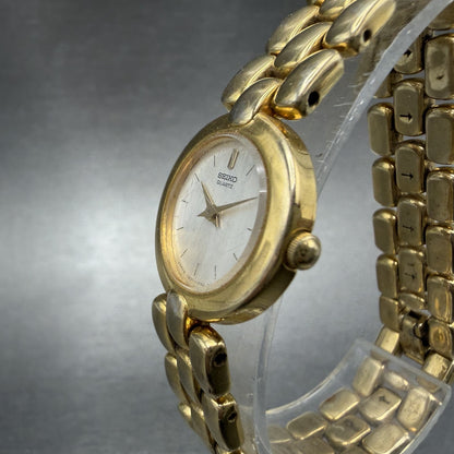 Seiko Watch Women 20mm Silver Dial Gold Tone Round 1N00-0D79 New Battery2