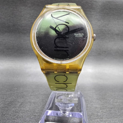 Swatch Protect Watch Men 34mm Green Dial Clear Case Round GK226 New Battery5