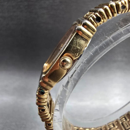 Seiko Watch Women 13mm Gold Dial Gold Tone Oval 1E20-5179 New Battery Vintage2