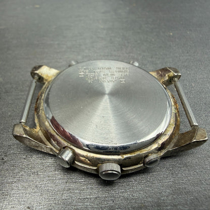 Orient Chronograph Watch Men 37mm Blue Dial Silver Tone Alarm TA0A-000 PARTS10