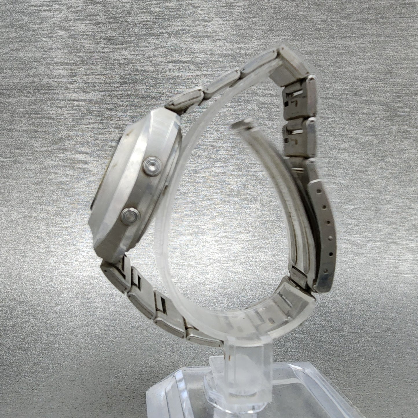 Orient Digital Watch Men 39mm Silver Tone LCD 62060140 VTG JDM PARTS7