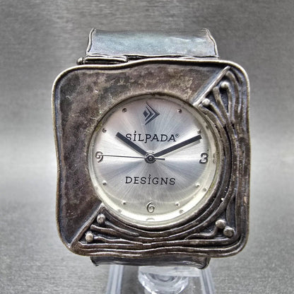 Silpada Sterling Silver Watch Women 33mm Silver Dial 925 Square New battery L0