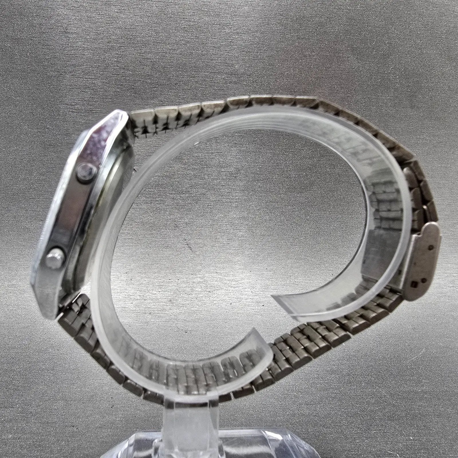Seiko Alba Watch Men 34mm Silver Digital Alarm Chronograph Y789-5500 PARTS VTG7