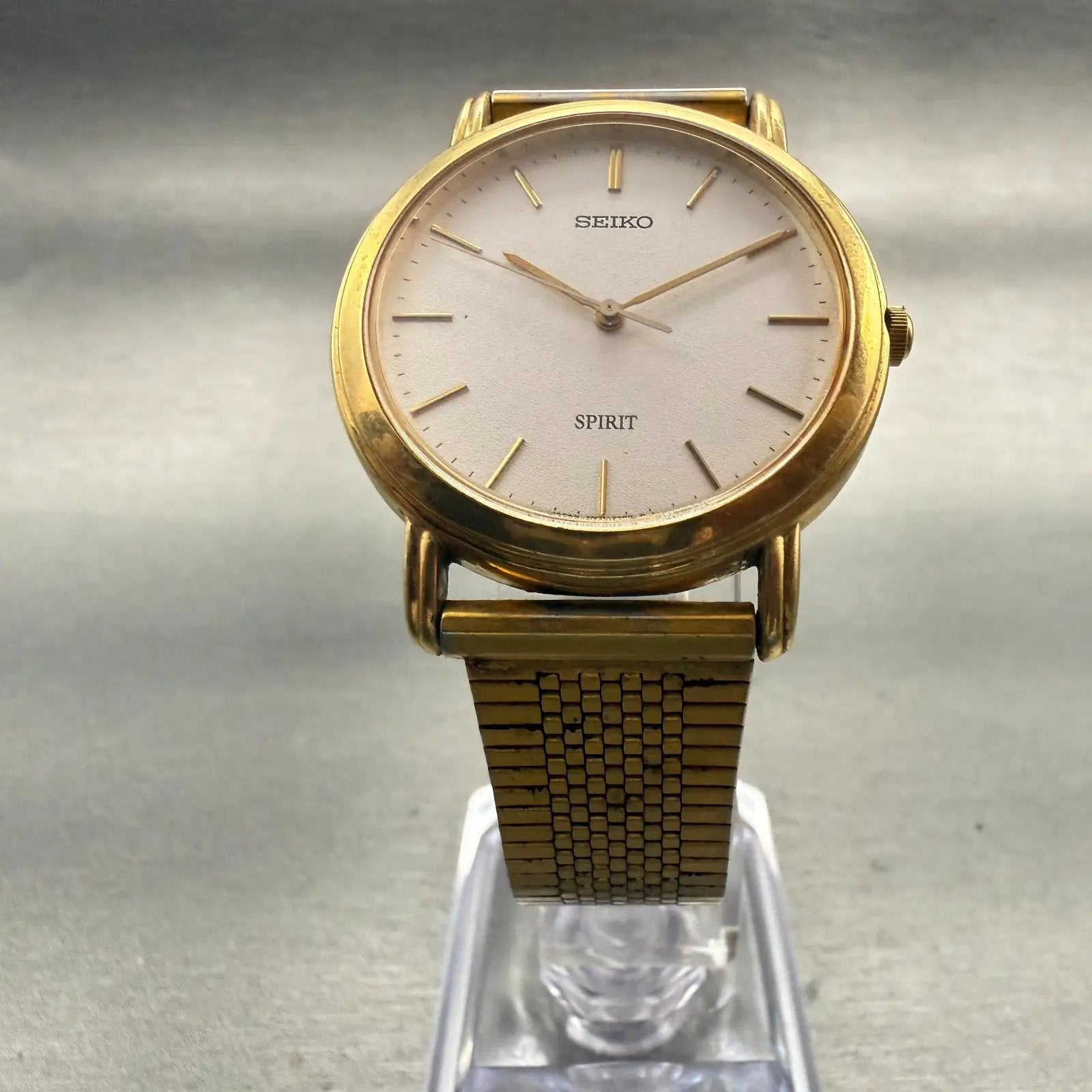 Seiko Watch Men 33mm White Dial Gold Tone Round 7N01-7080 New Battery Vintage5