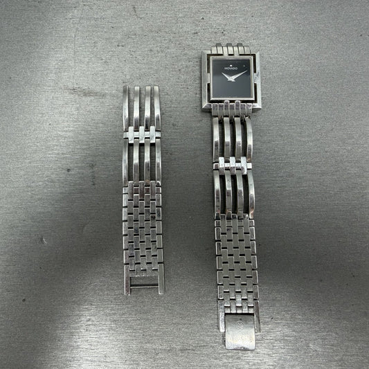 Movado Esperanza Tank Watch Women 23mm Black Dial Steel READ!!!!!! New Battery0