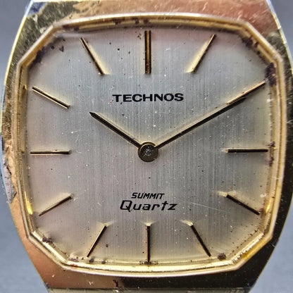 Technos Summit Watch Men 33mm White Dial Gold Tone Oval  Vintage PARTS2