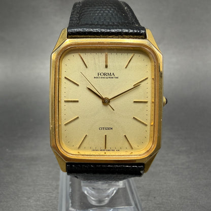 Citizen Forma Tank Watch Men 28mm Champagne Dial Gold Tone 4630-E60663 New Batt0