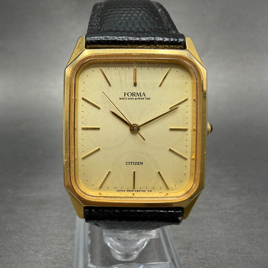 Citizen Forma Tank Watch Men 28mm Champagne Dial Gold Tone 4630-E60663 New Batt0