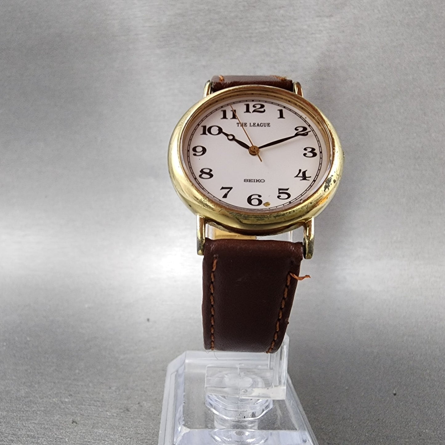 Seiko The League Watch Men 30mm White Dial Gold Tone 5p316190 New Battery5
