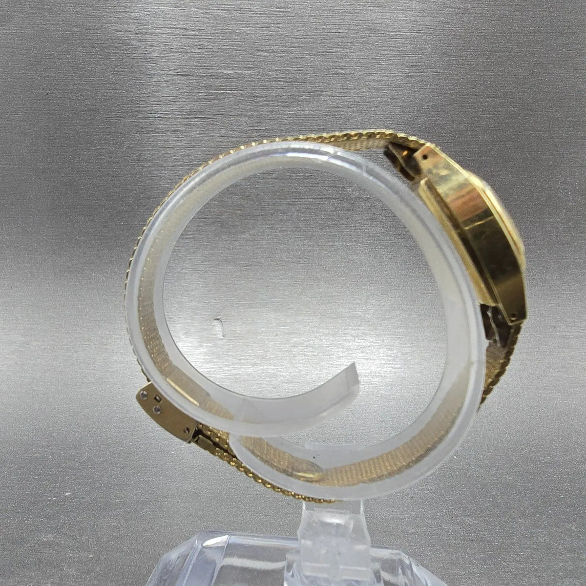 Bulova Accutron Watch Women 18mm Brown Dial Gold Tone Rectangle Mesh band PARTS9