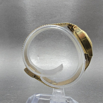 Bulova Accutron Watch Women 18mm Brown Dial Gold Tone Rectangle Mesh band PARTS9