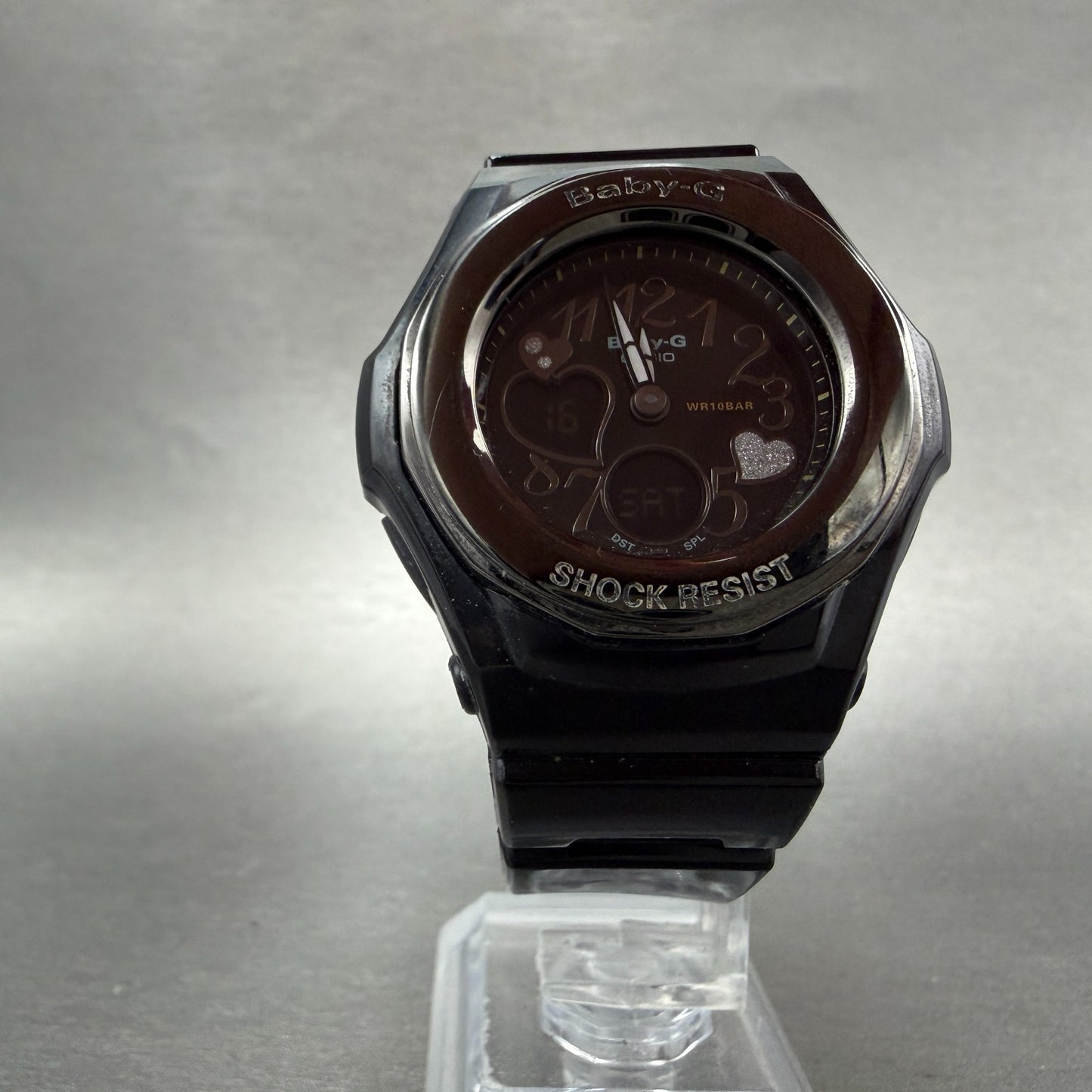 Casio Baby-G BGA-102 Watch Women 39mm Analog Digital Black Alarm Chrono New Batt5