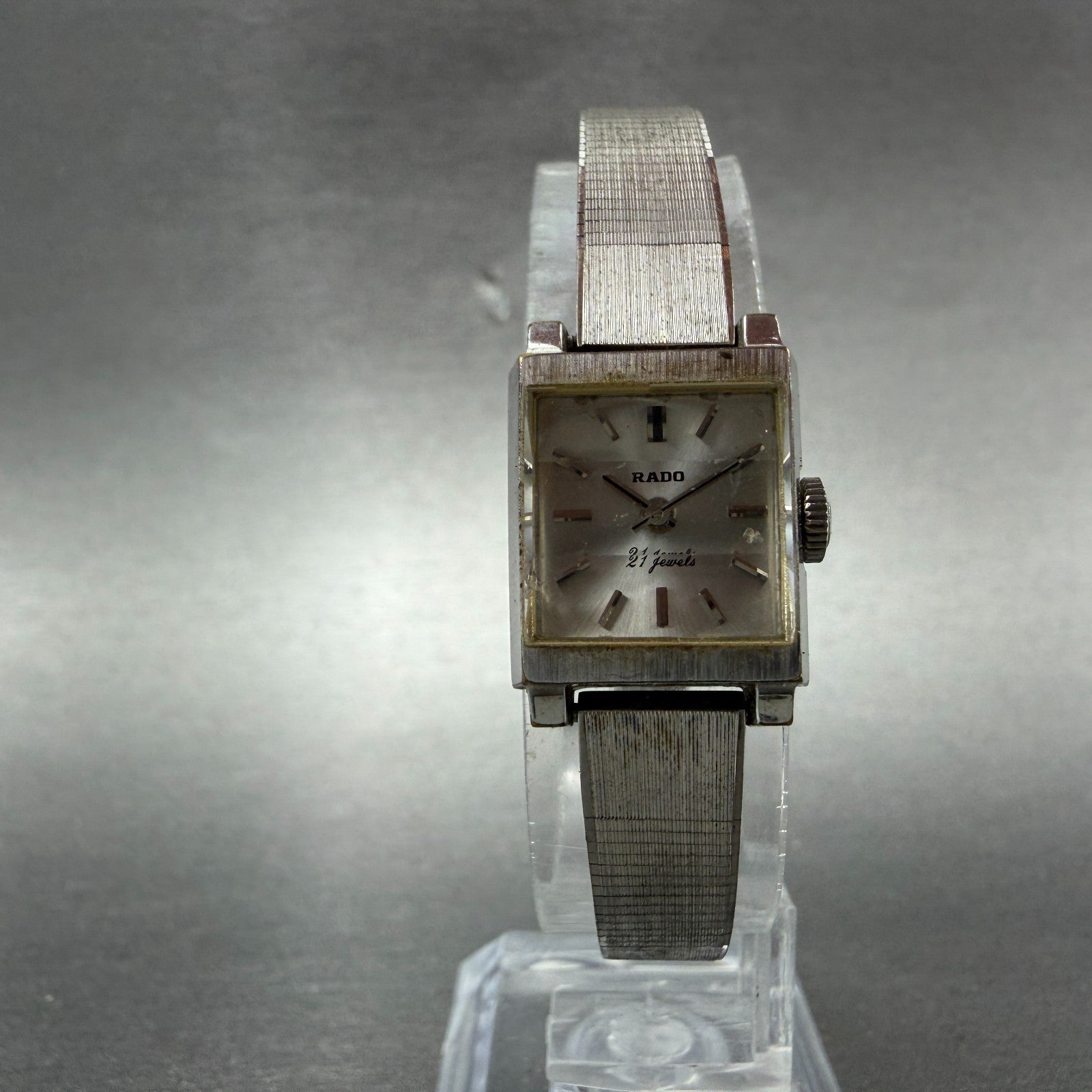 Rado Tank Watch Women 16mm Silver Dial Silver Tone Rectangle Manual Wind Runs5