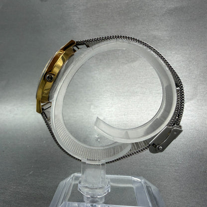Skagen Watch Women 28mm Silver Dial Two Tone Date Round 16SGS New Battery ABCD6