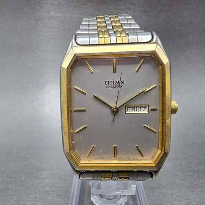 Citizen Watch Men 27mm Silver Dial Two Tone Daydate Rectangle 6000-S36548 PARTSL0