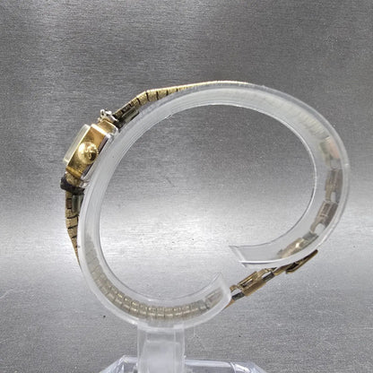 Hamilton Watch Women 15mm White Dial Gold Plated Diamonds Oval New Battery VTG6