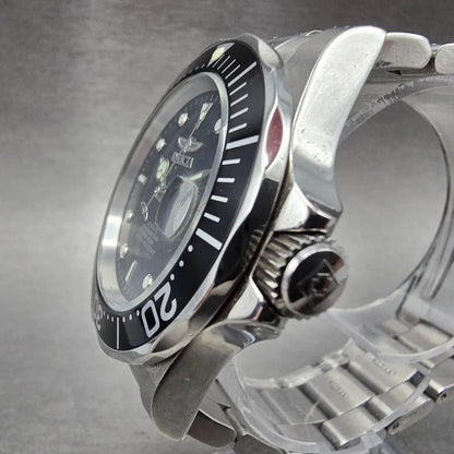 Invicta Pro Diver Watch Men 40mm Black Dial Steel Date Round Automatic Runs HJB2