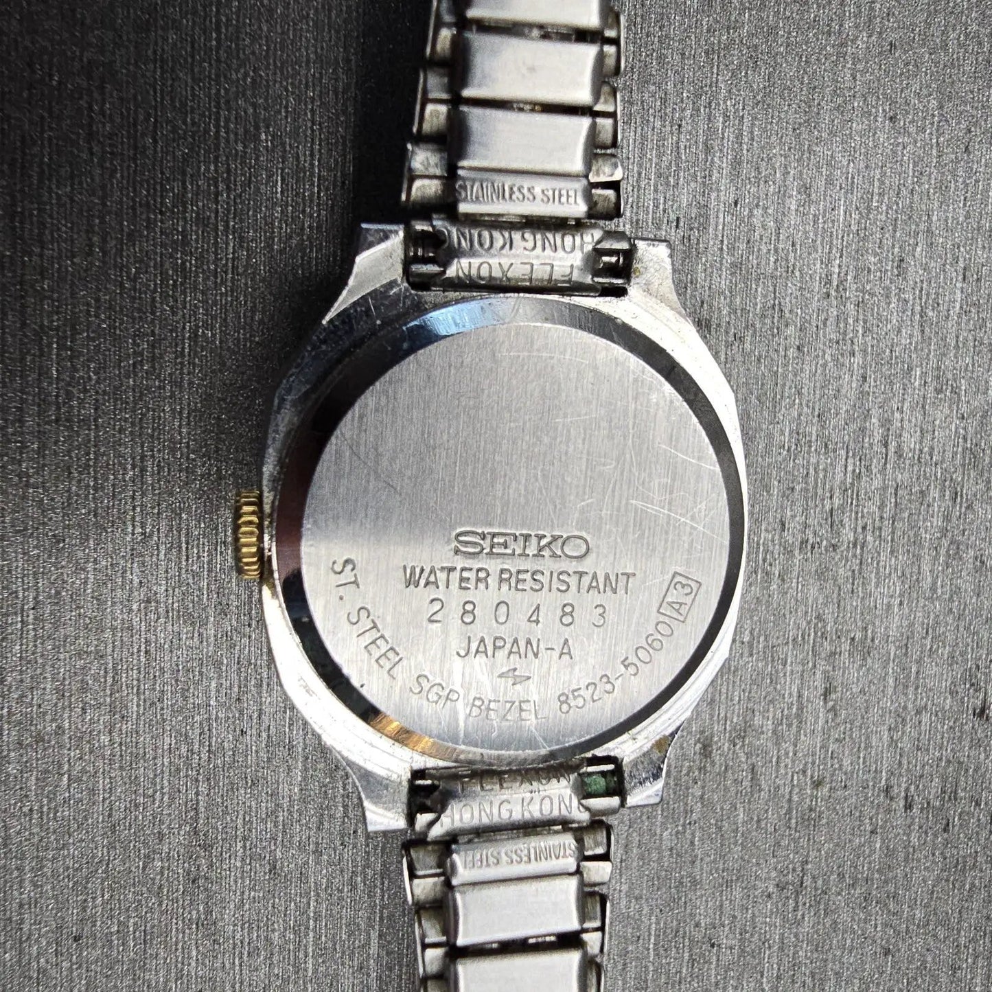 Seiko SQ Watch Women 23mm Black Dial Two Tone Daydate 8523-5060 New Battery VTG10